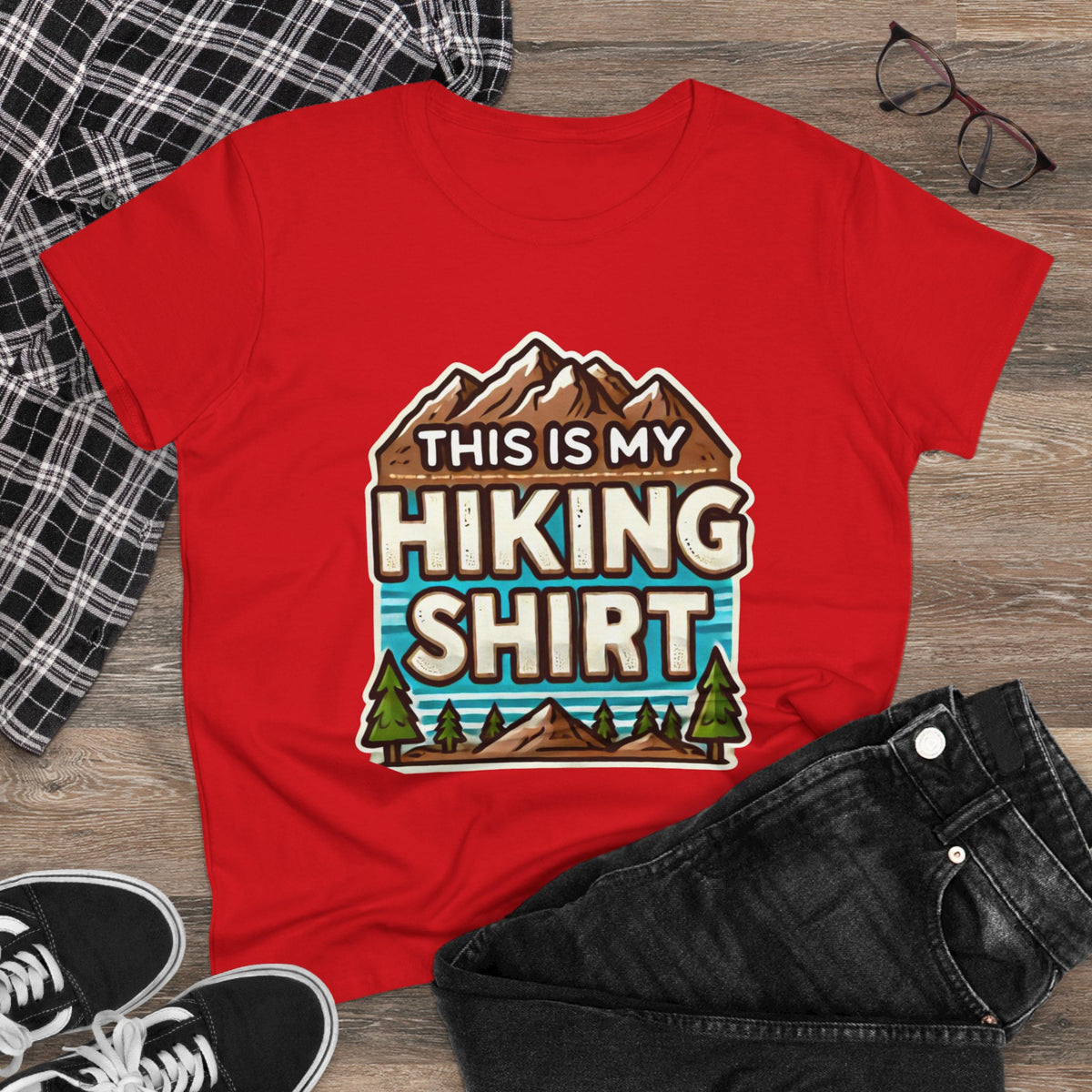Women's Hiking Tee - This Is My Hiking Shirt - Cozy Cotton Casual Wear for Outdoor Enthusiasts