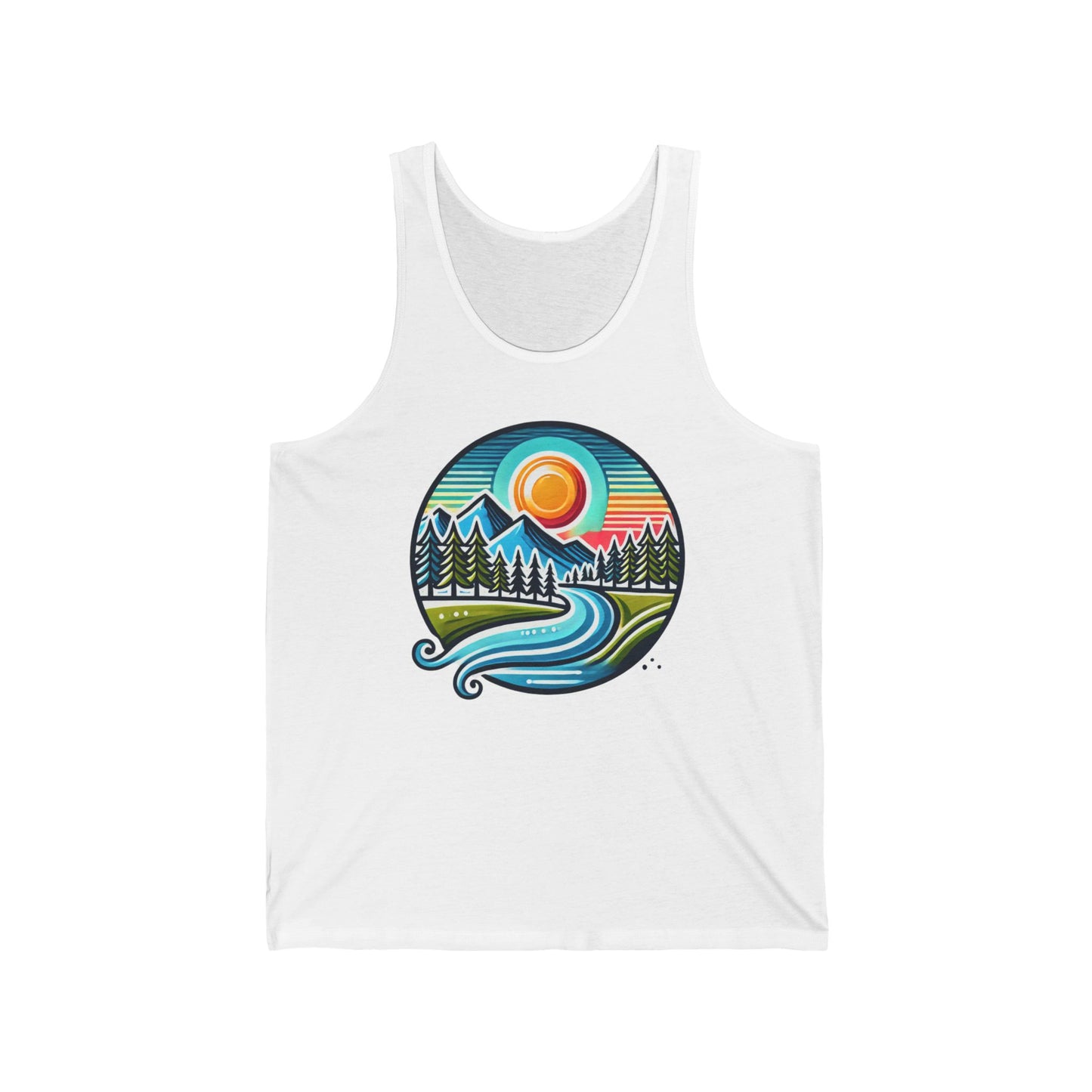Scenic Nature Unisex Jersey Tank | Adventure Apparel, Summer Fashion, Outdoor Tee, Gift for Hikers, Eco-Friendly Clothing