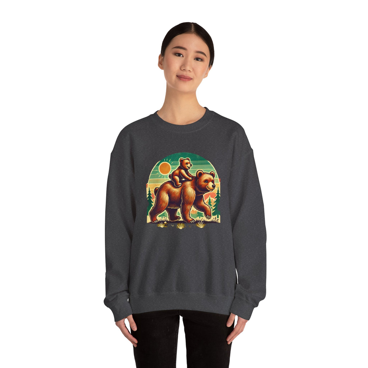 Vintage Bear Crewneck Sweatshirt, Cozy Casual Wear, Perfect Gift for Nature Lovers, Unisex Crew, Fall Fashion, Outdoor Adventures