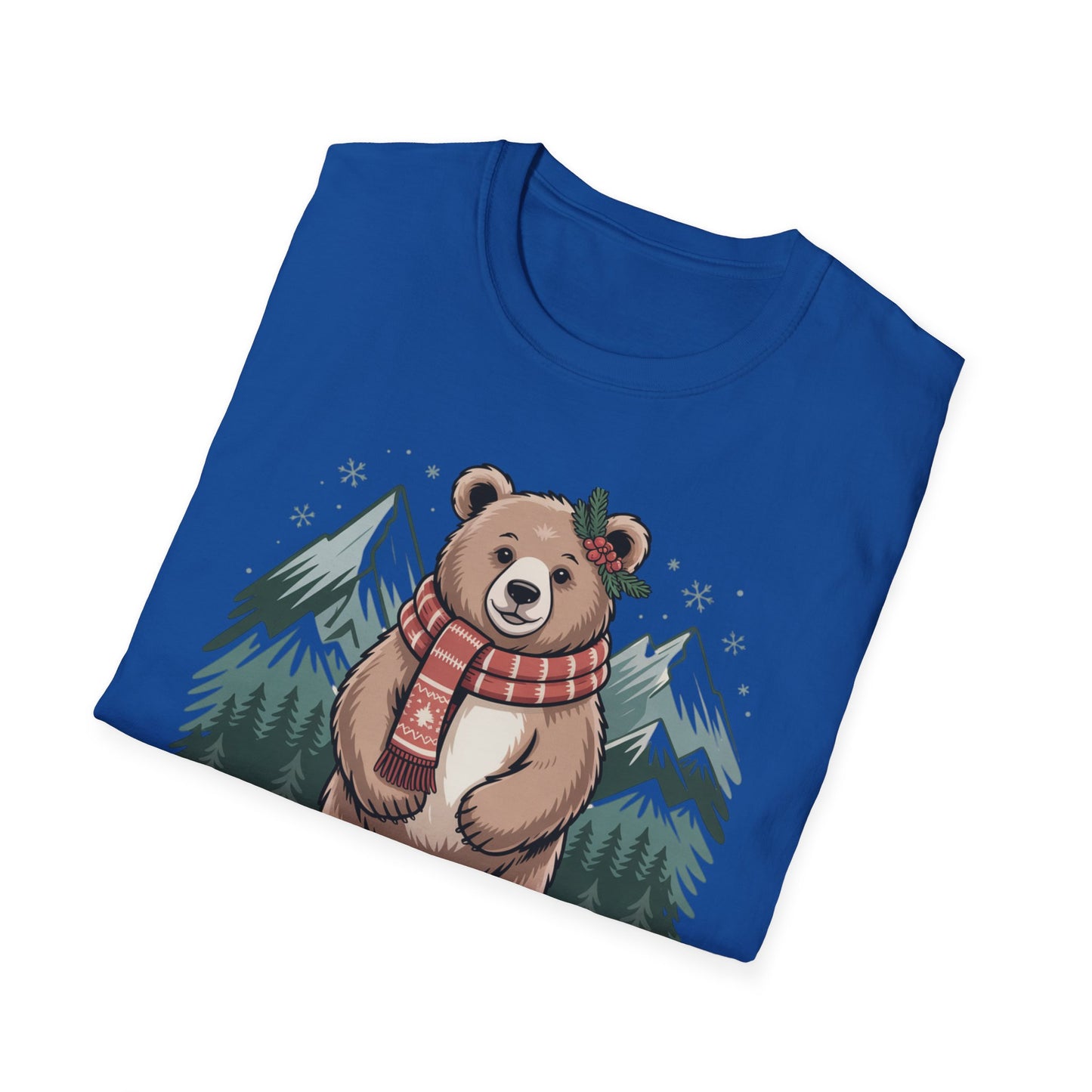 Bear in Scarf T-Shirt — Cute Winter Bear Mountain Graphic Tee