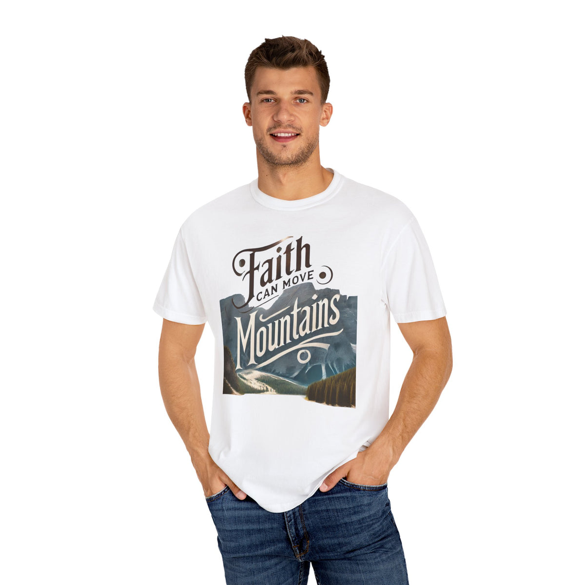 Faith-Inspired Unisex T-Shirt, Casual Tee, Inspirational Gift, Mountain Lovers, Relaxed Fit Wear, Everyday Comfort Shirt