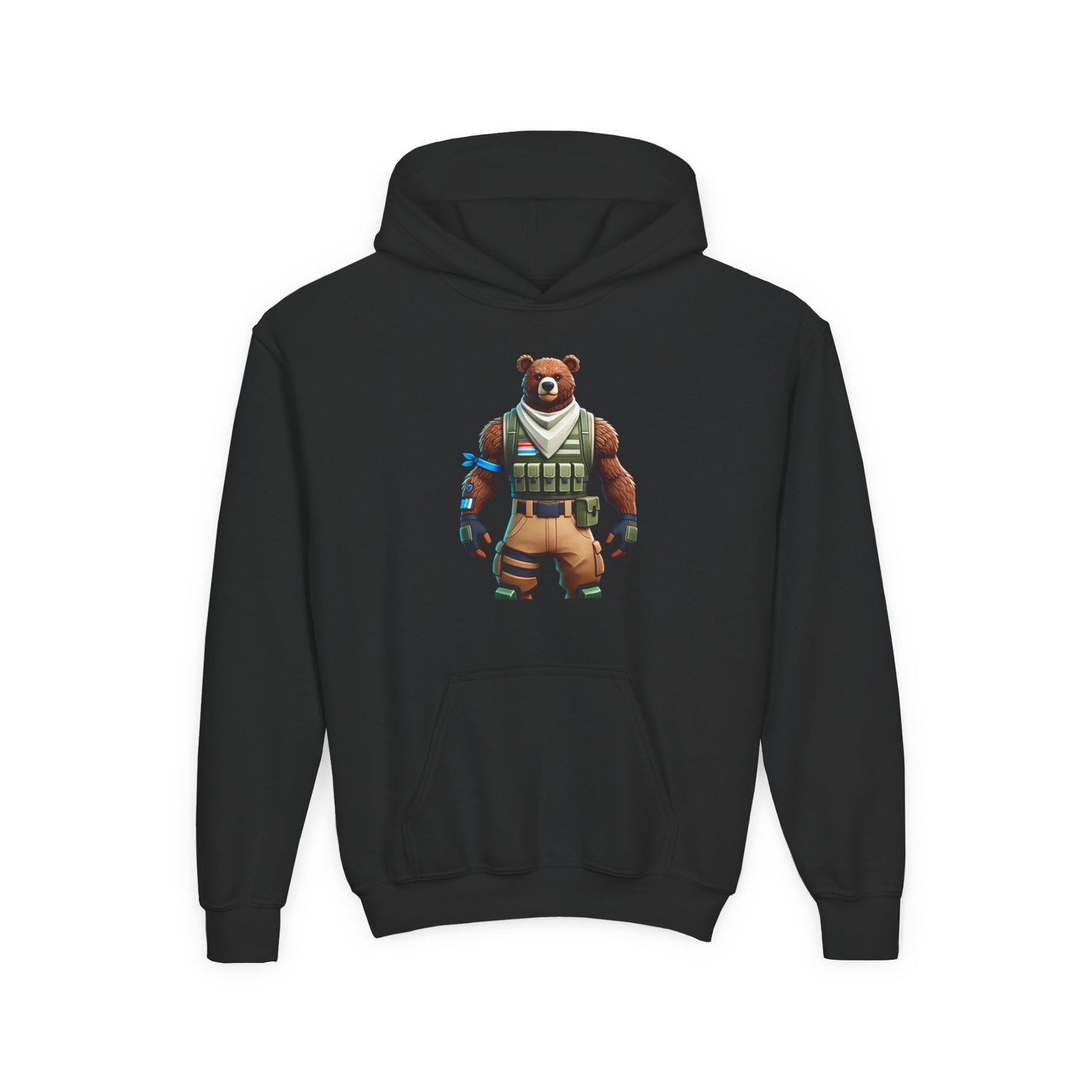Youth Bear Character Hooded Sweatshirt - Cozy Gaming Apparel