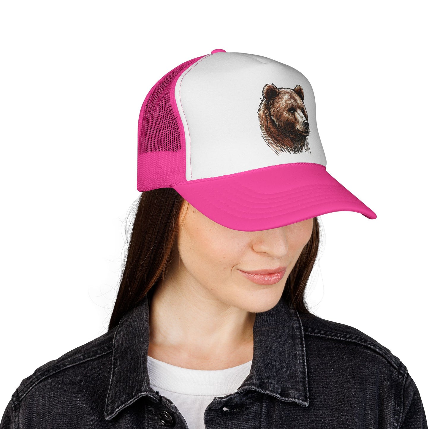 Bear Design Trucker Cap, Outdoor Hat, Wildlife Cap, Camping Gear, Nature Lover Gift, Casual Fashion Accessory