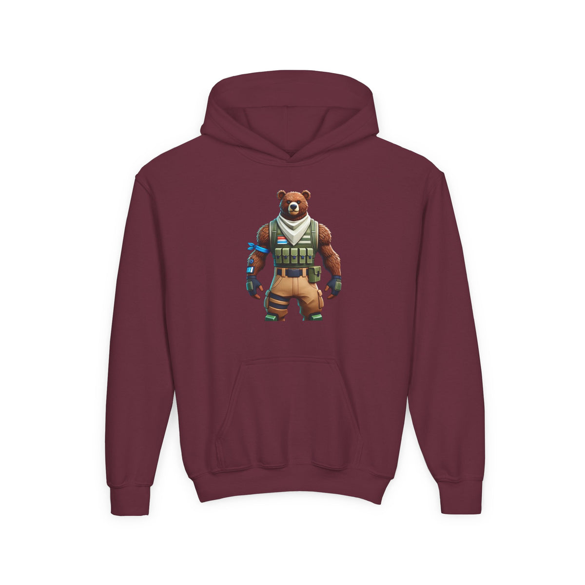 Youth Bear Character Hooded Sweatshirt - Cozy Gaming Apparel