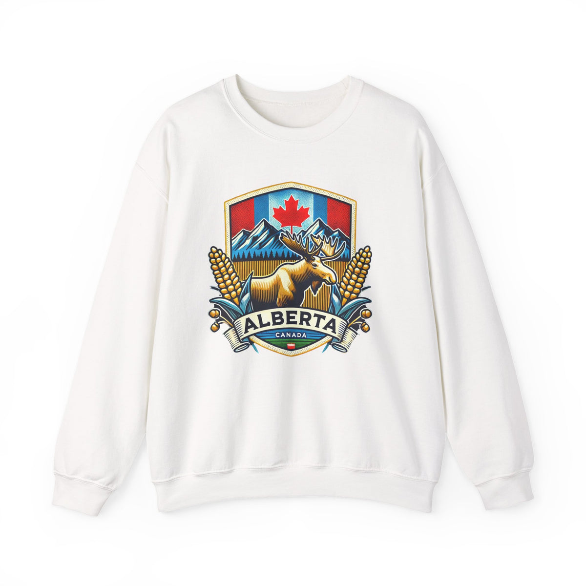 Alberta Crest Crewneck Sweatshirt - Cozy Unisex Apparel for Nature Lovers, Perfect for Outdoor Adventures, Canada Pride, Gifts