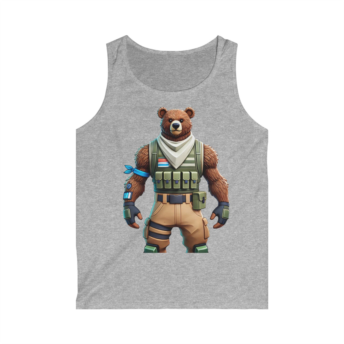 Men's Gaming Bear Tank Top | Casual Summer Wear, Graphic Sleeveless Shirt, Gift for Gamers, Cool Tank for Beach
