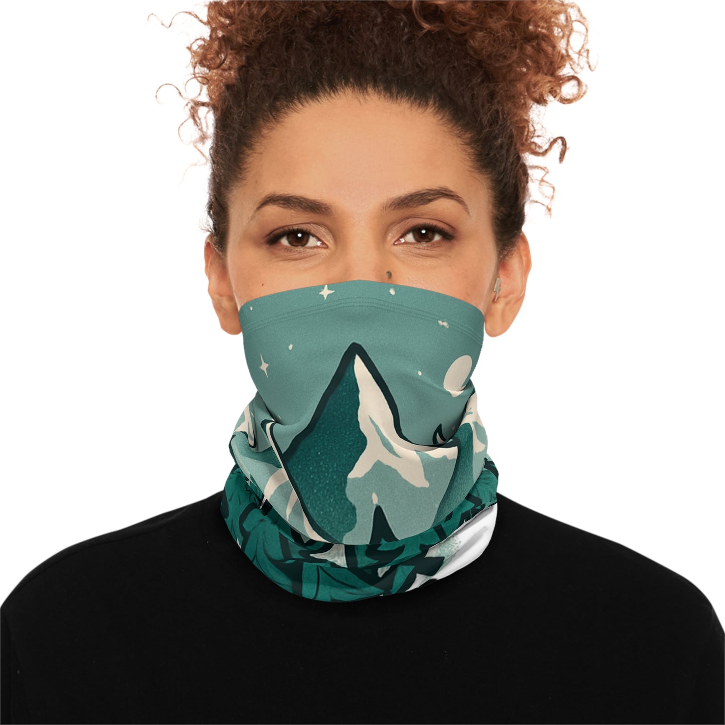Mountain Forest Winter Neck Gaiter — Cozy Outdoor Ski Mask with Drawstring