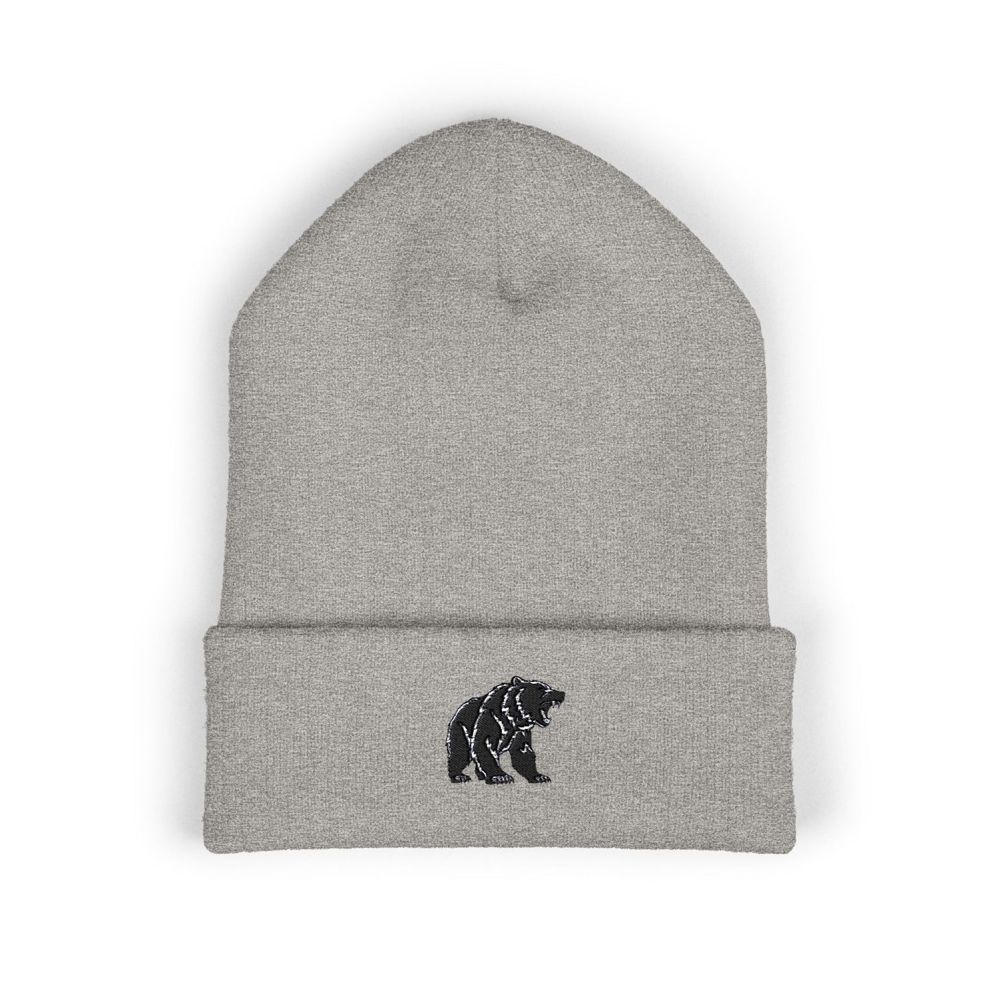 Bear Embroidered Cuffed Beanie - Cozy Winter Hat, Animal Lover Gift, Hiking Accessory, Outdoor Fashion, Fall/Winter Essential