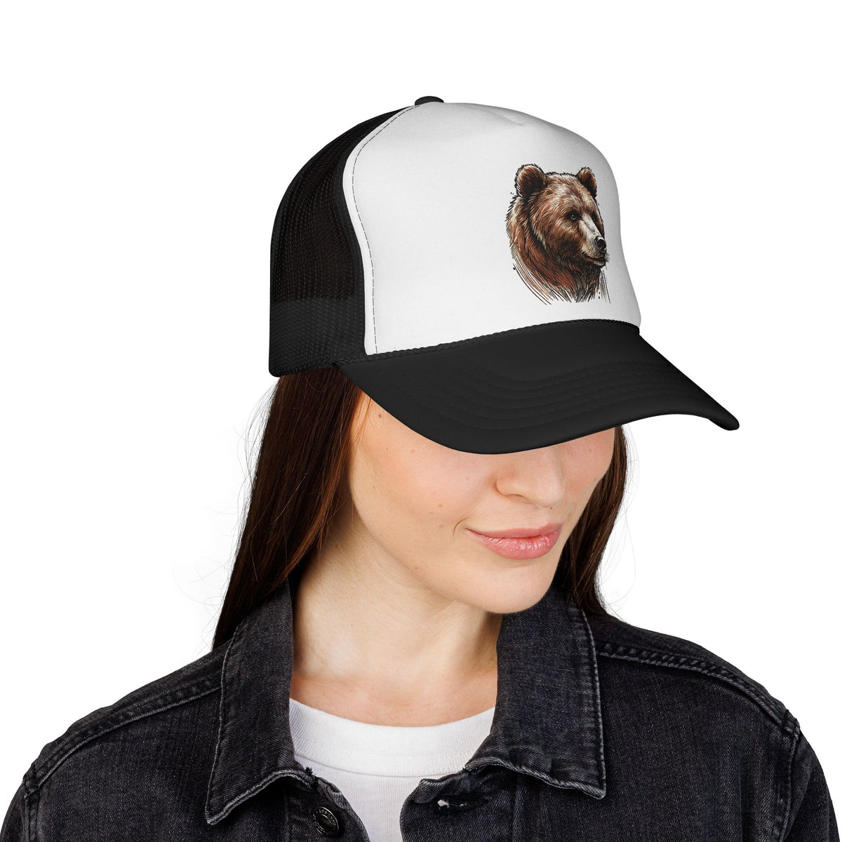 Bear Design Trucker Cap, Outdoor Hat, Wildlife Cap, Camping Gear, Nature Lover Gift, Casual Fashion Accessory