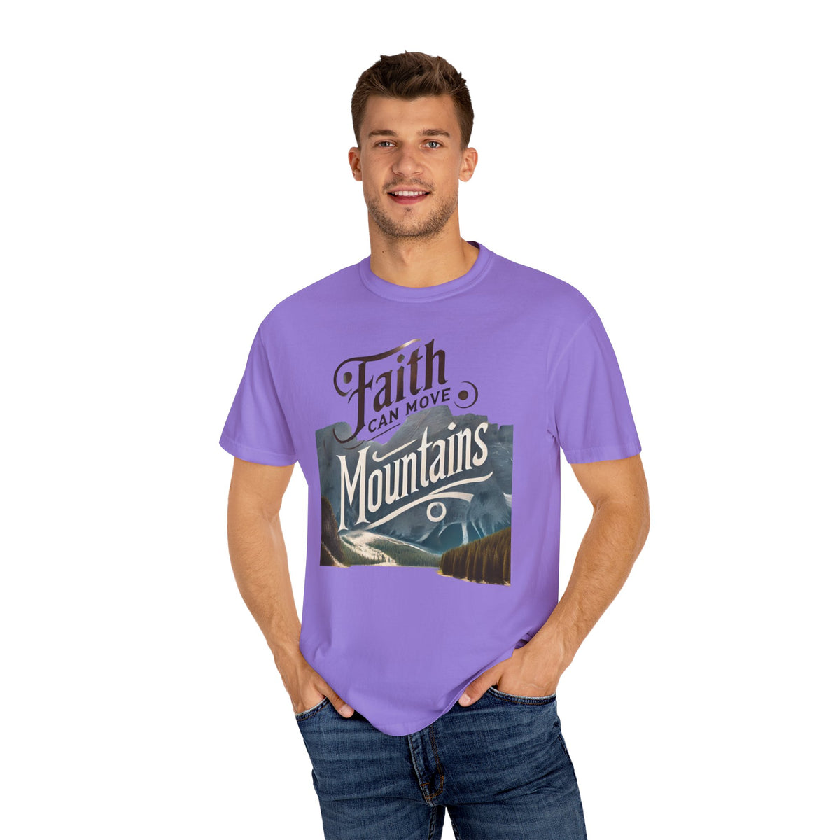 Faith-Inspired Unisex T-Shirt, Casual Tee, Inspirational Gift, Mountain Lovers, Relaxed Fit Wear, Everyday Comfort Shirt