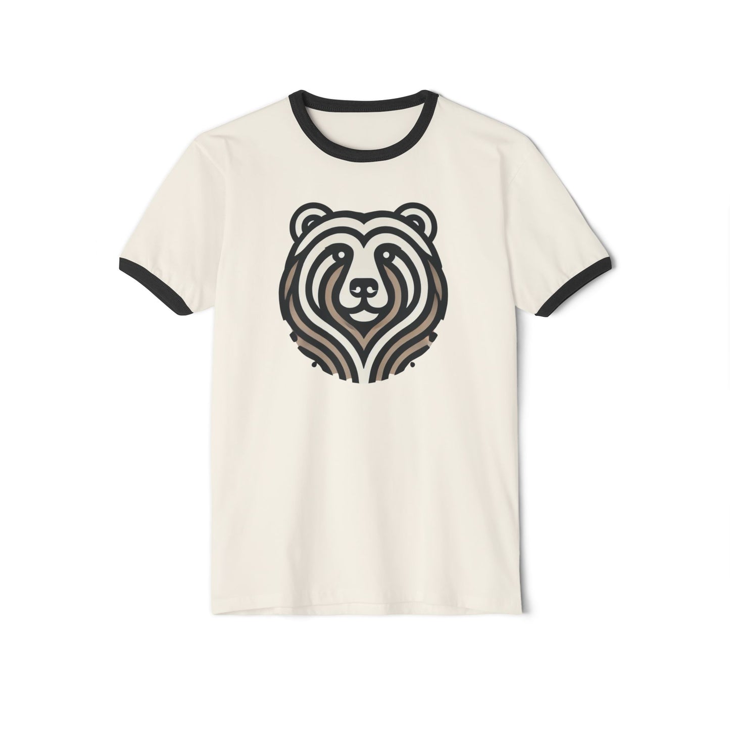 Vintage-Inspired Bear Ringer T-Shirt - Casual Tee, Graphic Tee, Animal Lover Gift, Unisex Apparel, Eco-Friendly Fashion