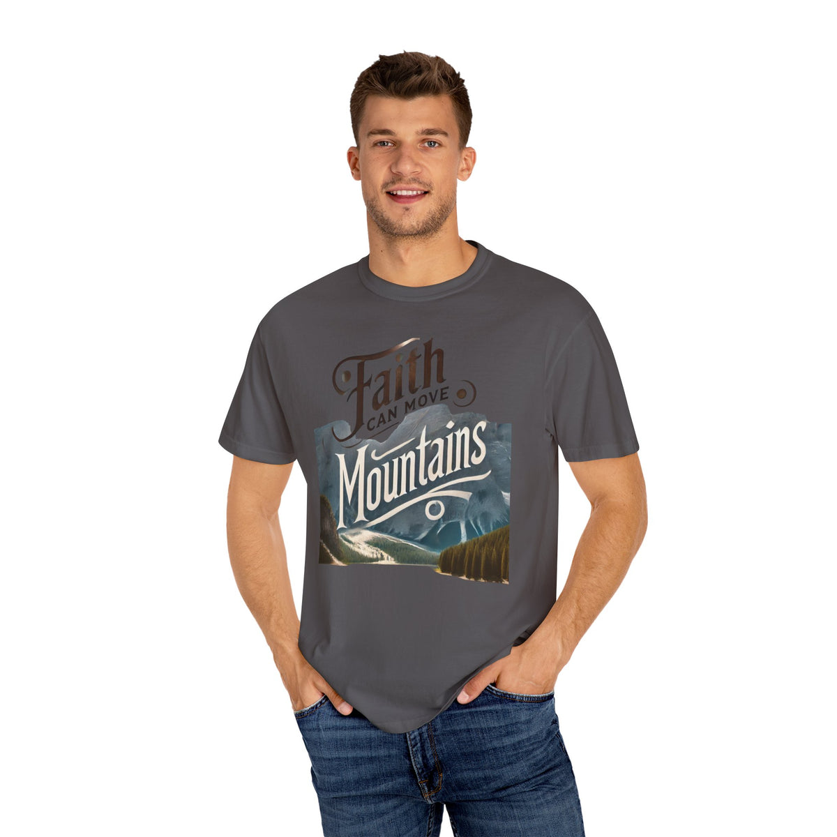 Faith-Inspired Unisex T-Shirt, Casual Tee, Inspirational Gift, Mountain Lovers, Relaxed Fit Wear, Everyday Comfort Shirt