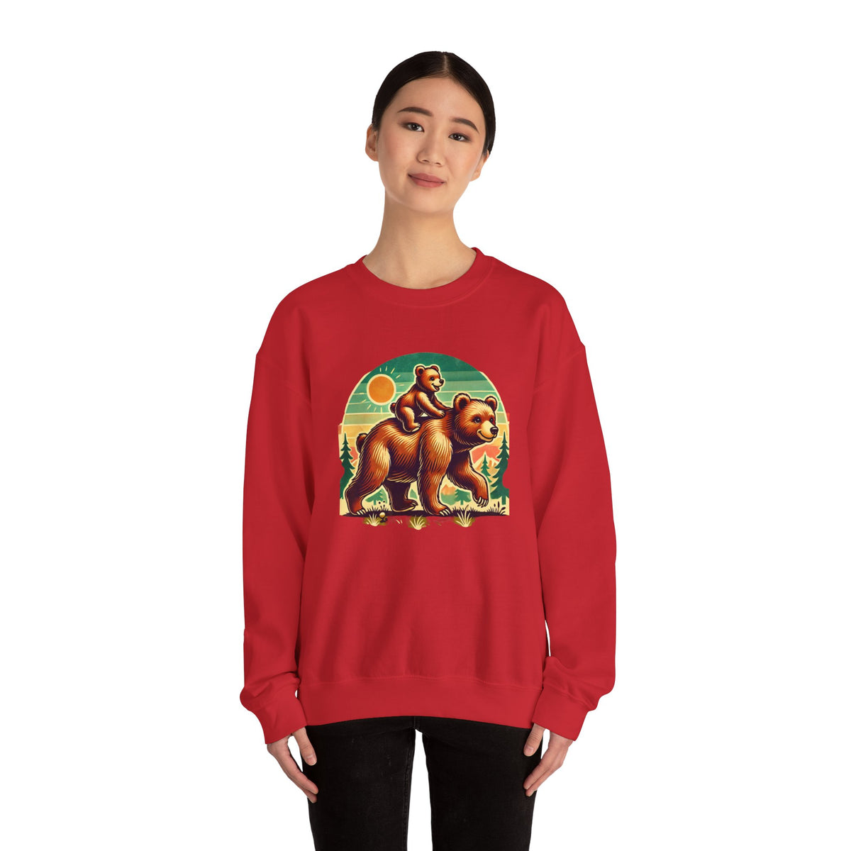 Vintage Bear Crewneck Sweatshirt, Cozy Casual Wear, Perfect Gift for Nature Lovers, Unisex Crew, Fall Fashion, Outdoor Adventures