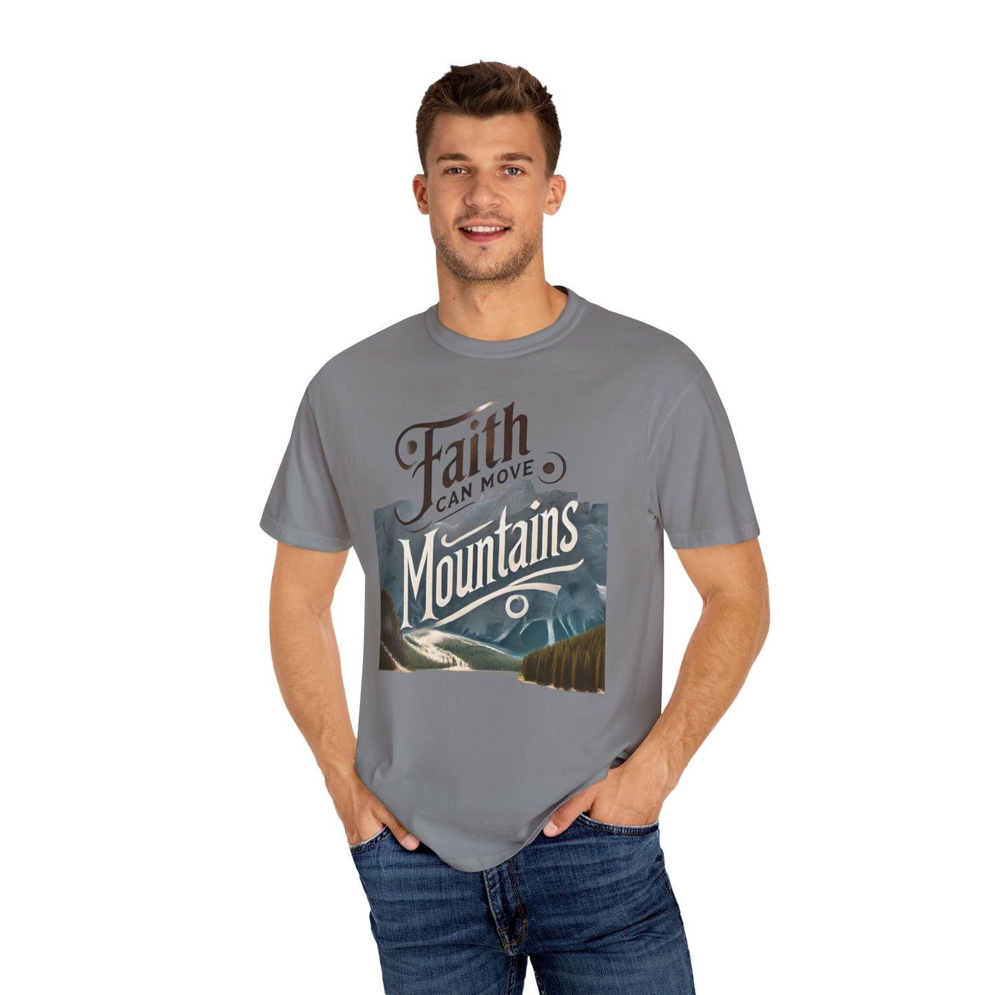 Faith-Inspired Unisex T-Shirt, Casual Tee, Inspirational Gift, Mountain Lovers, Relaxed Fit Wear, Everyday Comfort Shirt
