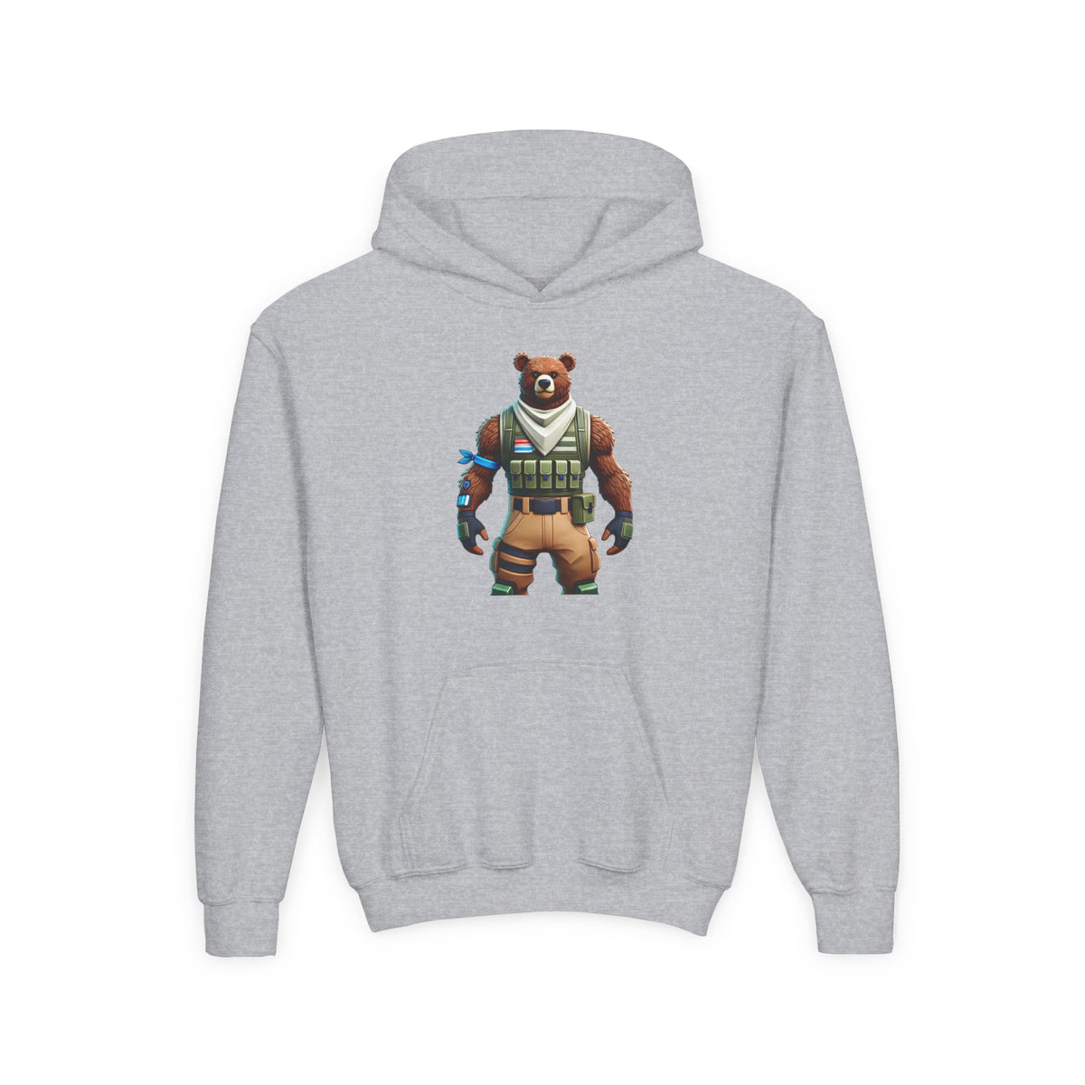 Youth Bear Character Hooded Sweatshirt - Cozy Gaming Apparel
