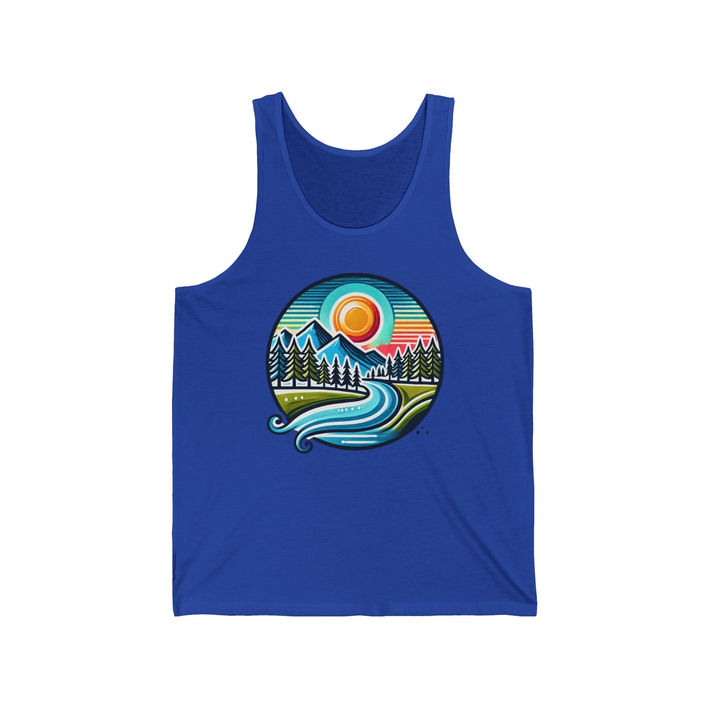 Scenic Nature Unisex Jersey Tank | Adventure Apparel, Summer Fashion, Outdoor Tee, Gift for Hikers, Eco-Friendly Clothing