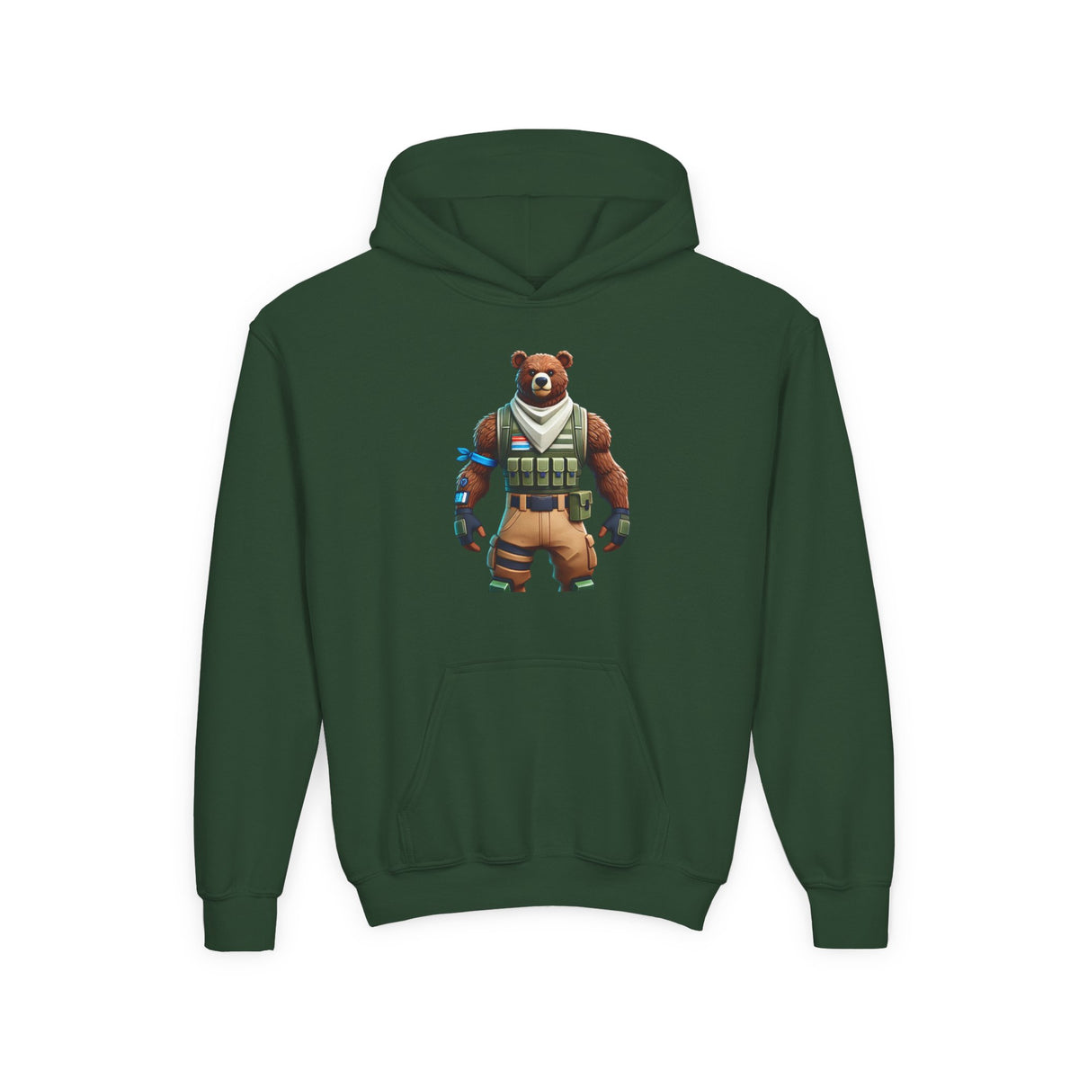 Youth Bear Character Hooded Sweatshirt - Cozy Gaming Apparel