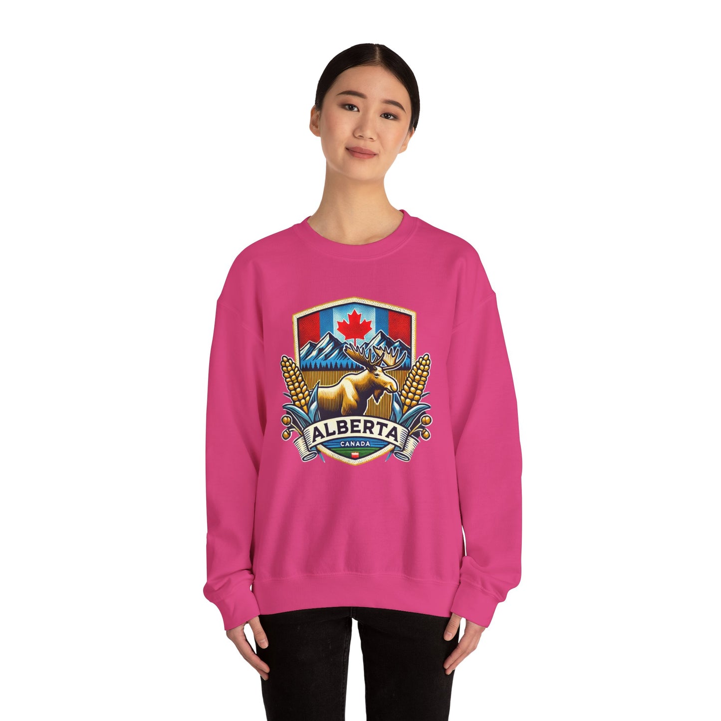 Alberta Crest Crewneck Sweatshirt - Cozy Unisex Apparel for Nature Lovers, Perfect for Outdoor Adventures, Canada Pride, Gifts