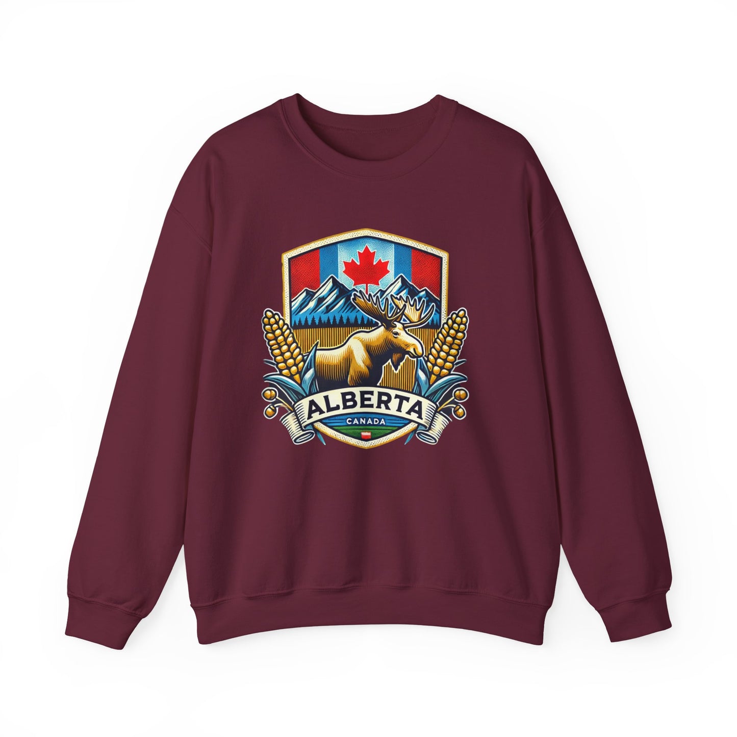 Alberta Crest Crewneck Sweatshirt - Cozy Unisex Apparel for Nature Lovers, Perfect for Outdoor Adventures, Canada Pride, Gifts