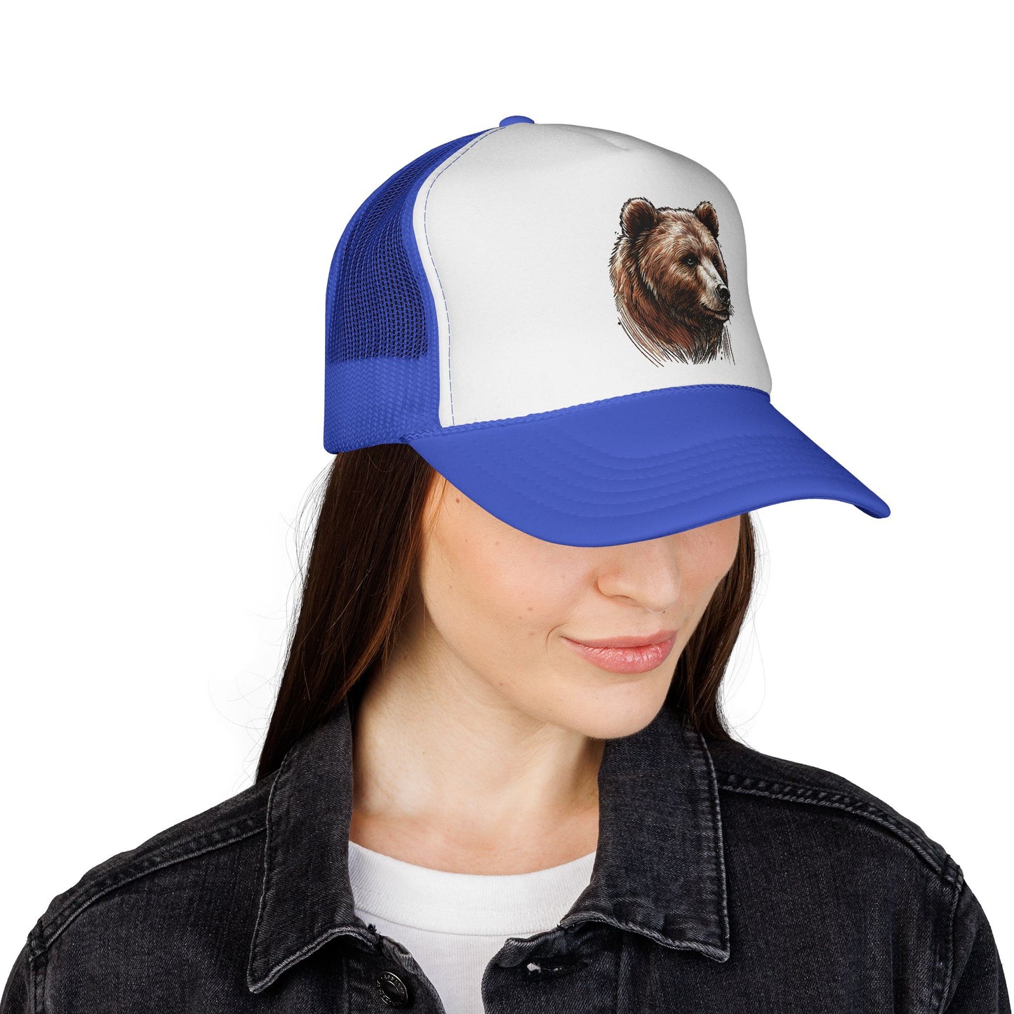 Bear Design Trucker Cap, Outdoor Hat, Wildlife Cap, Camping Gear, Nature Lover Gift, Casual Fashion Accessory