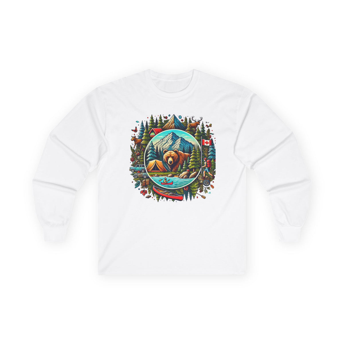 Nature-Inspired Long Sleeve Tee, Outdoor Lover Shirt, Camping Apparel, Gift for Him/Her, Adventure Wear, Eco-Friendly Cotton Shirt