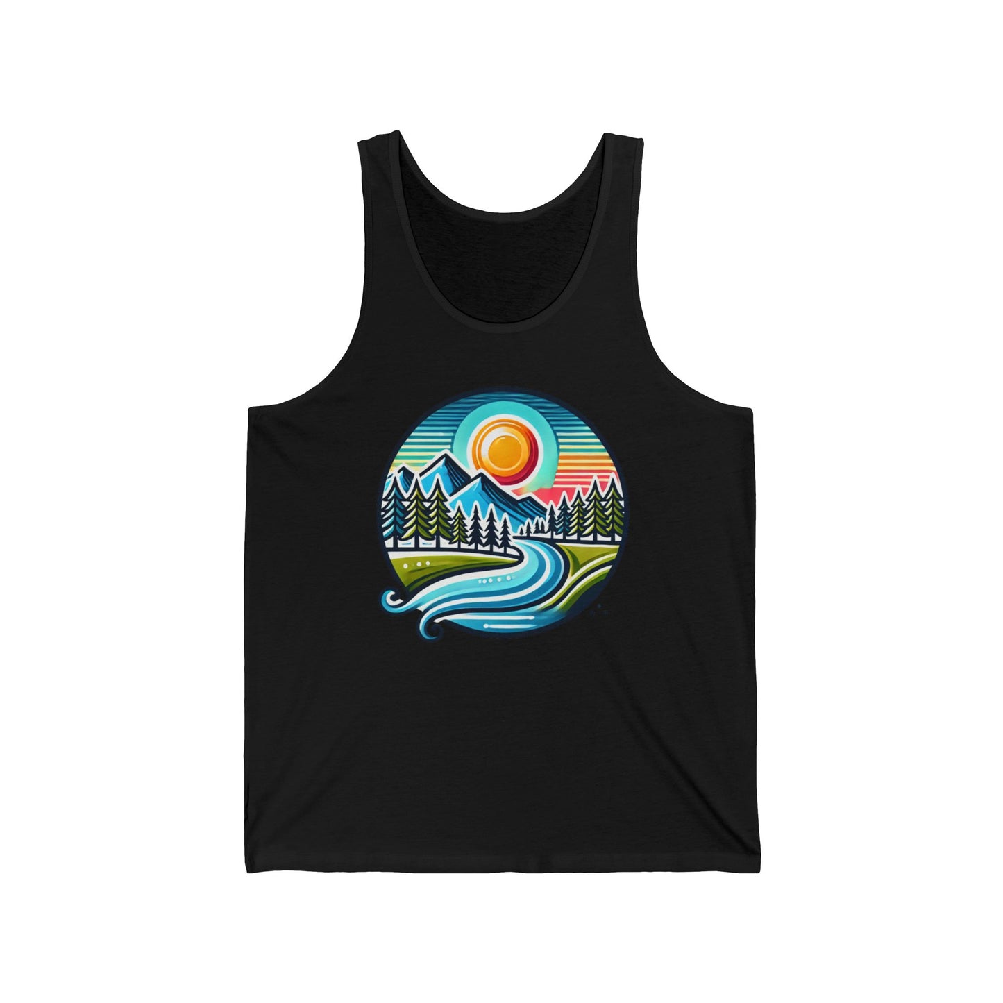 Scenic Nature Unisex Jersey Tank | Adventure Apparel, Summer Fashion, Outdoor Tee, Gift for Hikers, Eco-Friendly Clothing