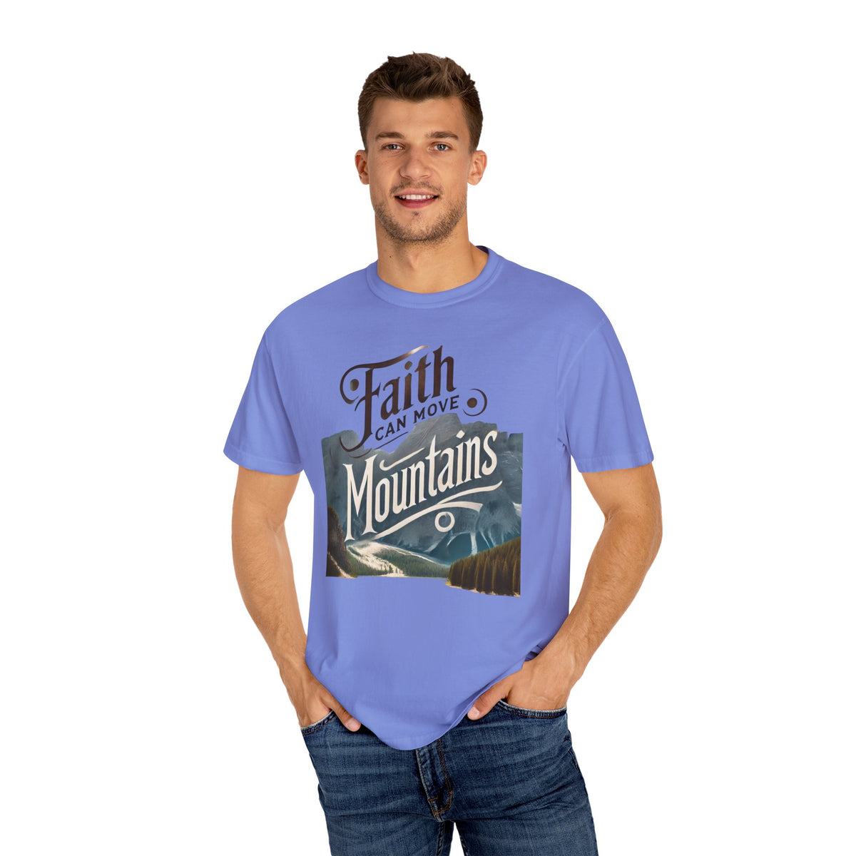 Faith-Inspired Unisex T-Shirt, Casual Tee, Inspirational Gift, Mountain Lovers, Relaxed Fit Wear, Everyday Comfort Shirt