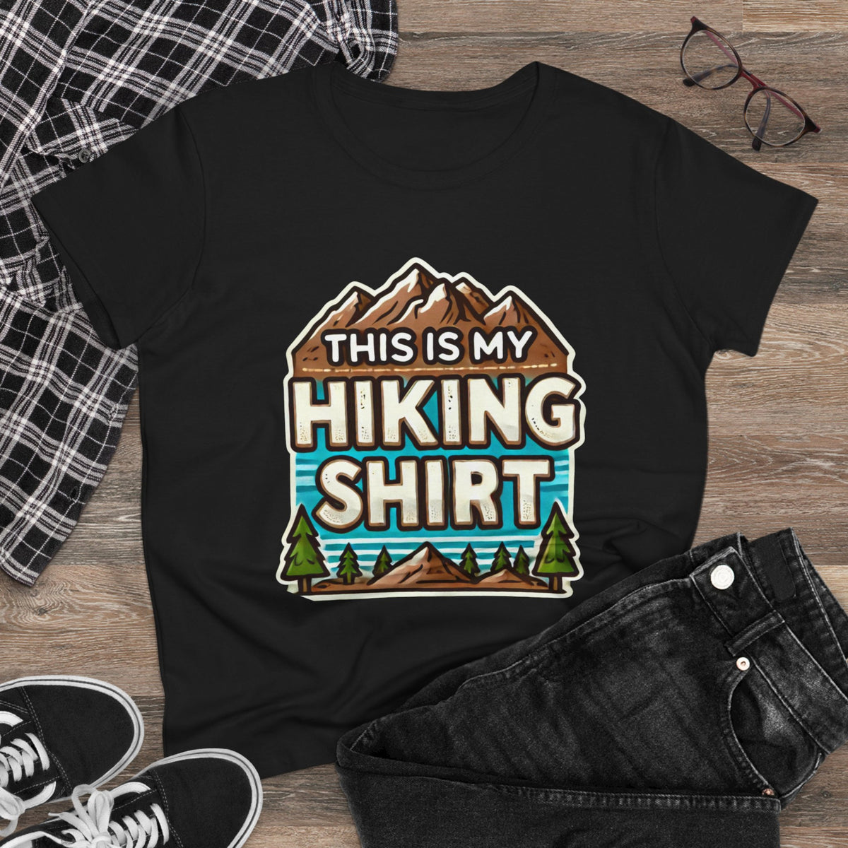 Women's Hiking Tee - This Is My Hiking Shirt - Cozy Cotton Casual Wear for Outdoor Enthusiasts