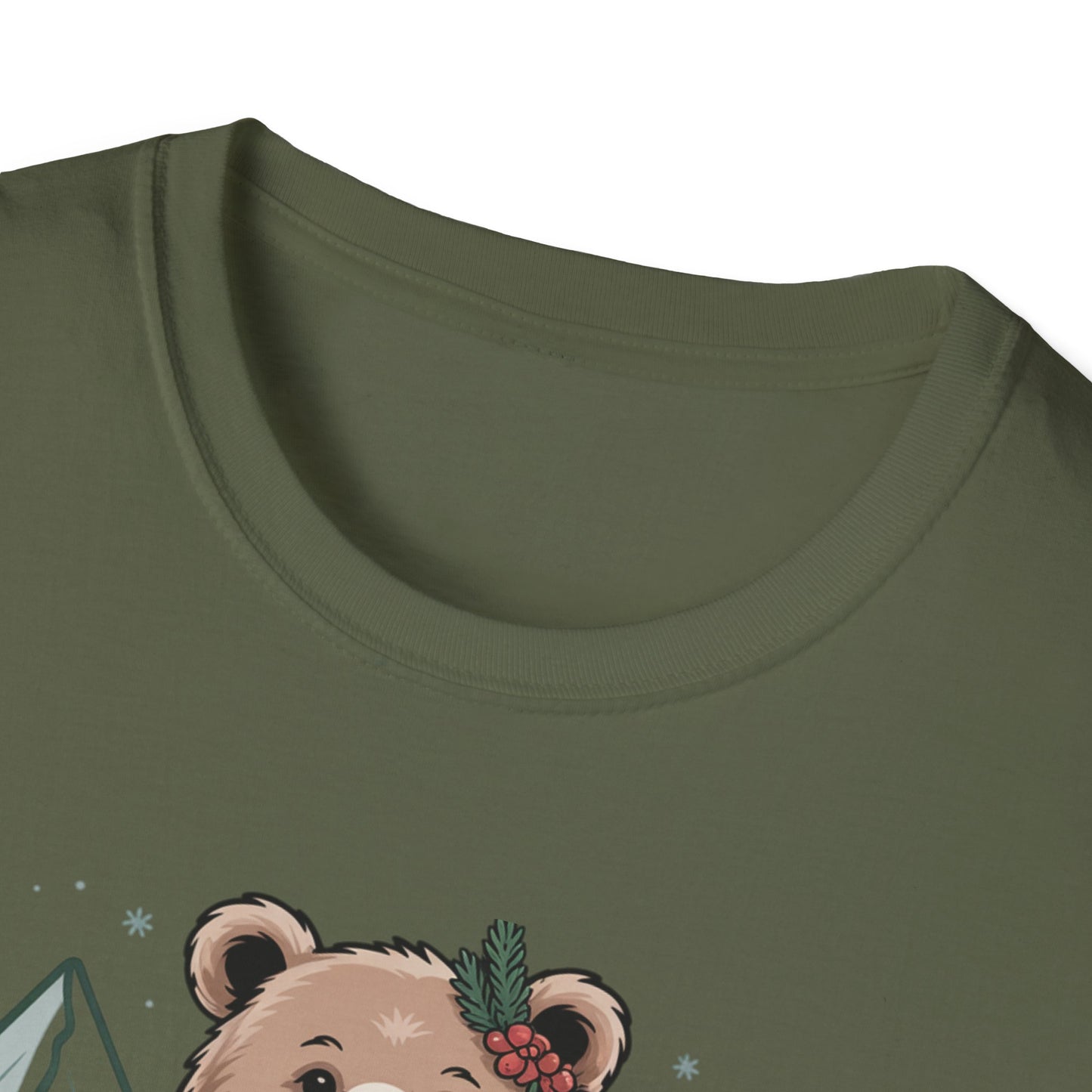 Bear in Scarf T-Shirt — Cute Winter Bear Mountain Graphic Tee