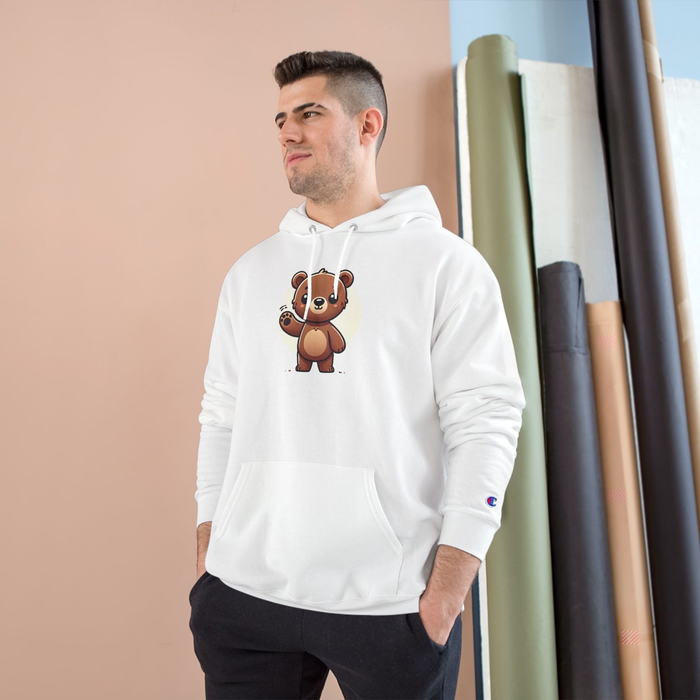 Cute Bear Champion Hoodie, Cozy Pullover for Kids, Adorable Animal Sweatshirt, Gift for Birthdays and Holidays, Casual Wear