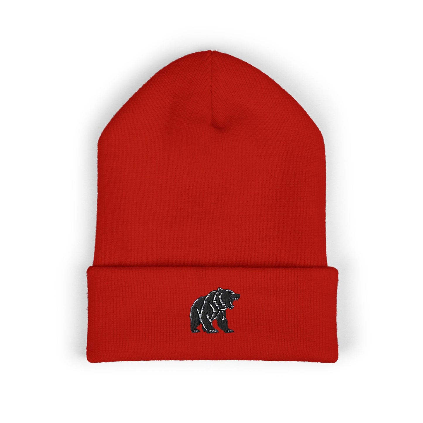Bear Embroidered Cuffed Beanie - Cozy Winter Hat, Animal Lover Gift, Hiking Accessory, Outdoor Fashion, Fall/Winter Essential