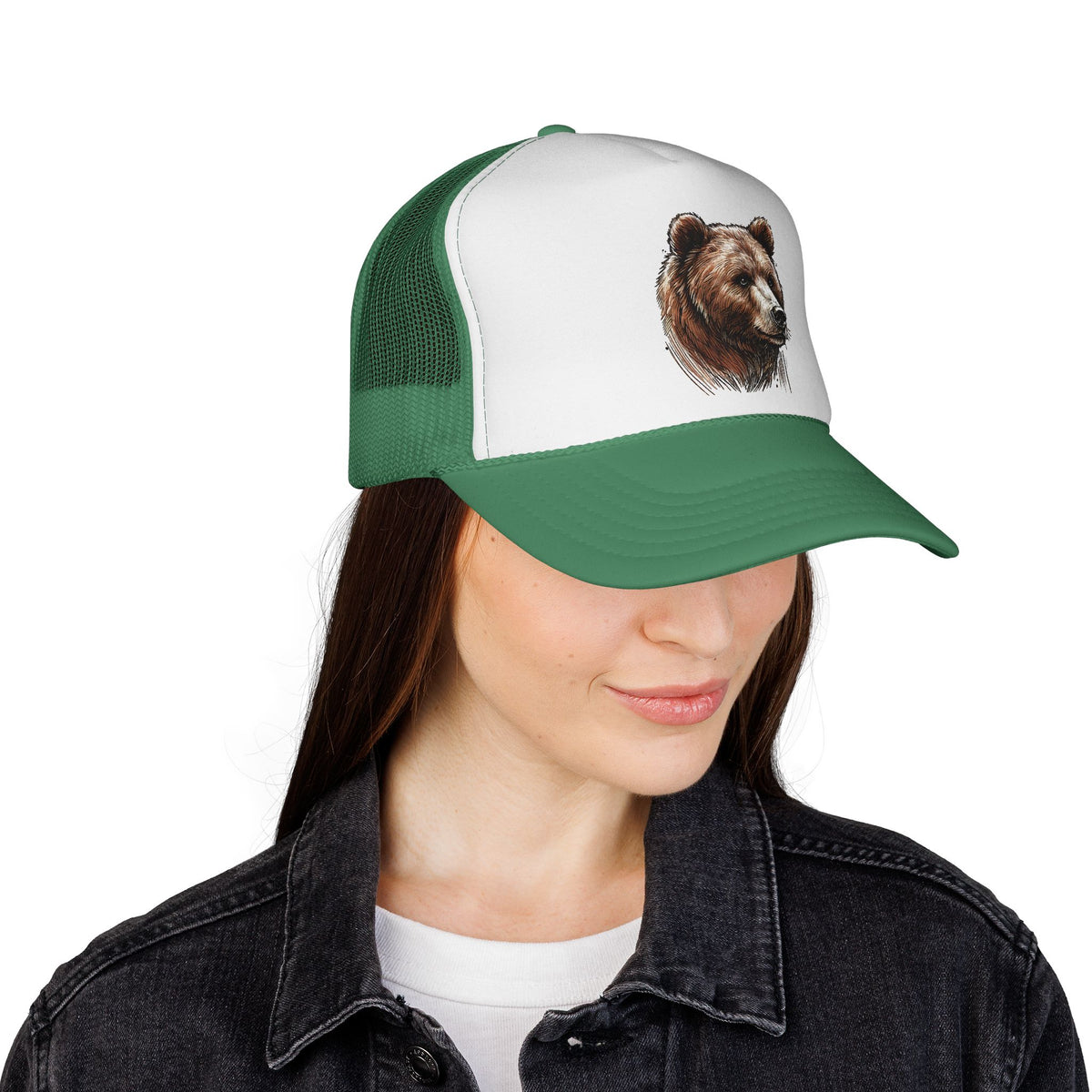 Bear Design Trucker Cap, Outdoor Hat, Wildlife Cap, Camping Gear, Nature Lover Gift, Casual Fashion Accessory