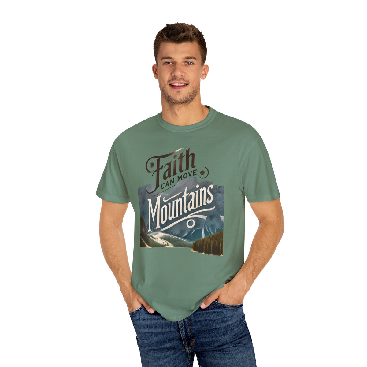 Faith-Inspired Unisex T-Shirt, Casual Tee, Inspirational Gift, Mountain Lovers, Relaxed Fit Wear, Everyday Comfort Shirt