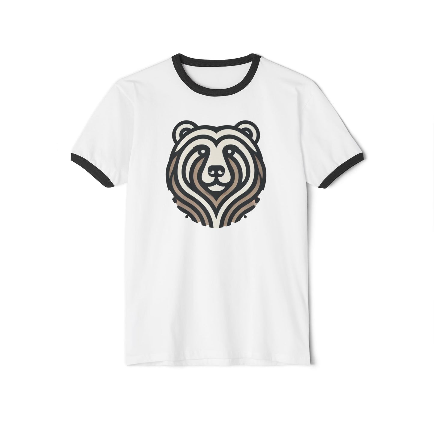 Vintage-Inspired Bear Ringer T-Shirt - Casual Tee, Graphic Tee, Animal Lover Gift, Unisex Apparel, Eco-Friendly Fashion