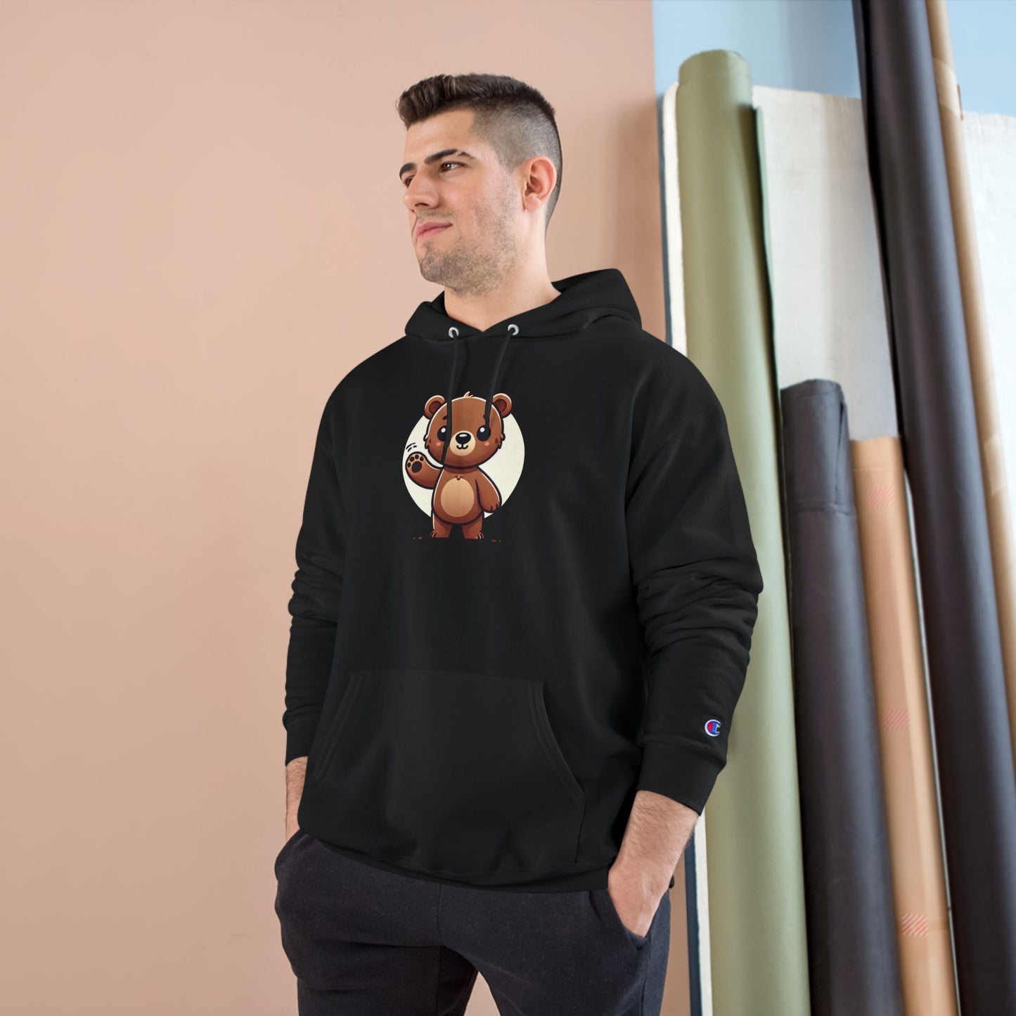 Cute Bear Champion Hoodie, Cozy Pullover for Kids, Adorable Animal Sweatshirt, Gift for Birthdays and Holidays, Casual Wear