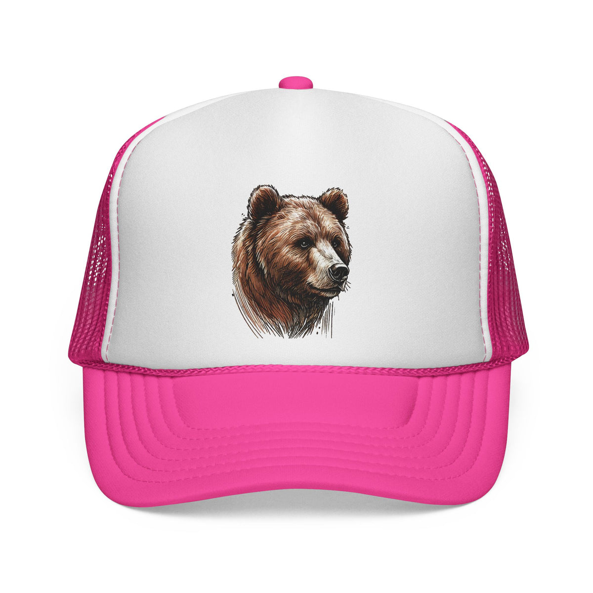 Bear Design Trucker Cap, Outdoor Hat, Wildlife Cap, Camping Gear, Nature Lover Gift, Casual Fashion Accessory