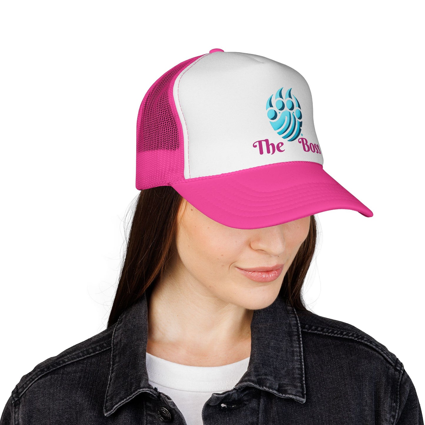 Trucker Cap - The Boss, Pink Mesh Hat, Fun Accessory, Gift for Bosses, Birthday or Holiday Celebrations, Outdoor Style