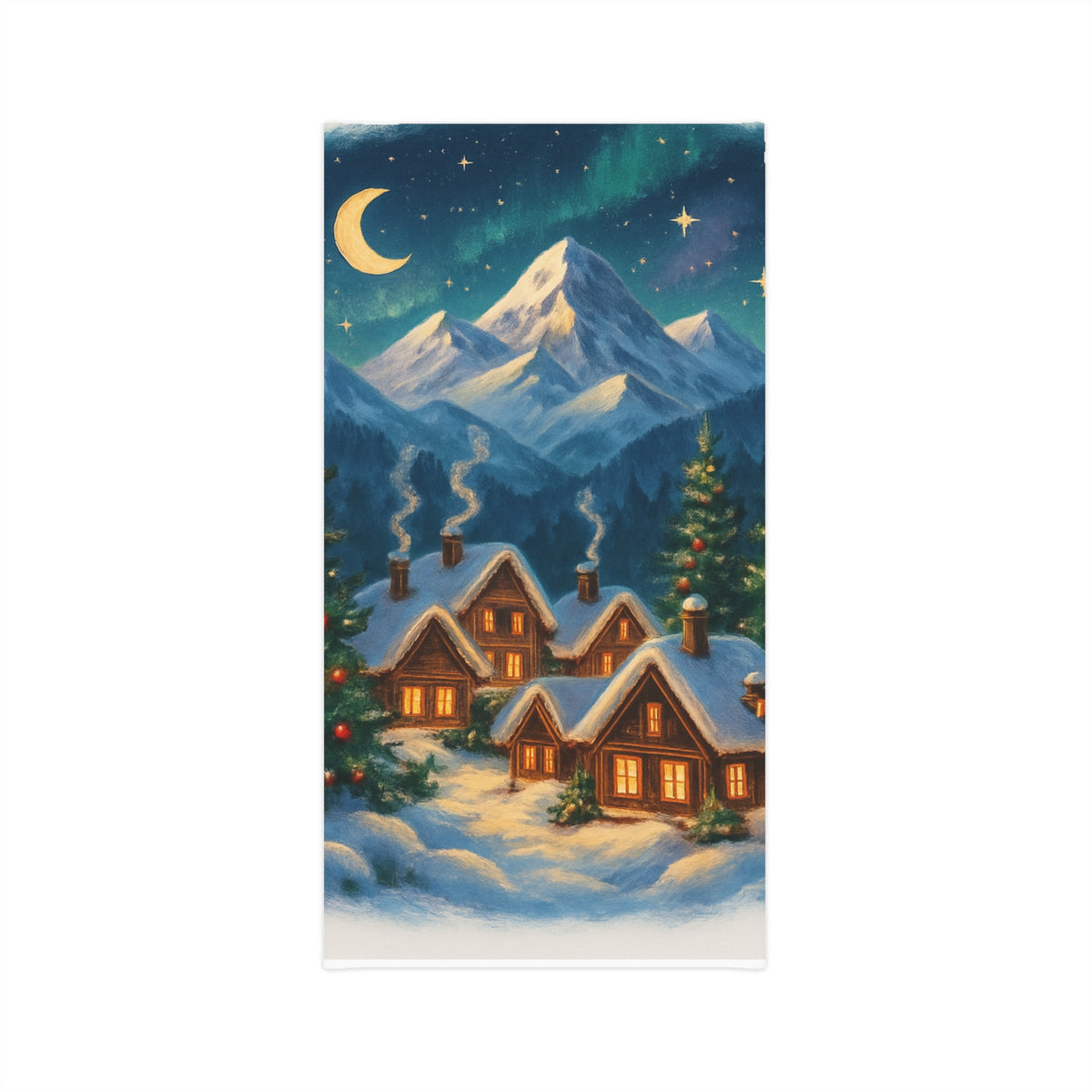Neck Gaiter — Cozy Mountain Village Winter Scarf (Holiday Snowy Cabin Design)