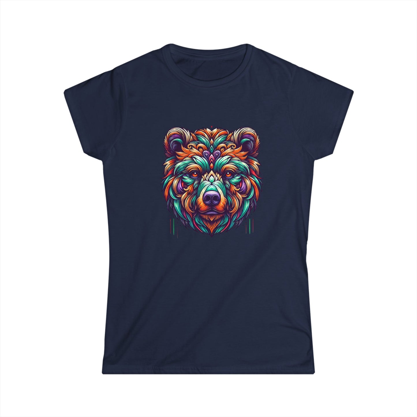 Colorful Bear Women's Tee - Nature Lover Gift, Animal Art Shirt, Cute Graphic T-Shirt, Eco-Friendly Fashion, Summer Casual Wear
