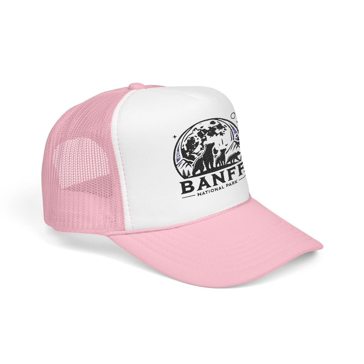 Vintage Banff Foam Trucker Hat, Embroidered Cap, Outdoor Adventure Gear, Retro Style Hat, Perfect Gift for Nature Lovers, Festival Ready
