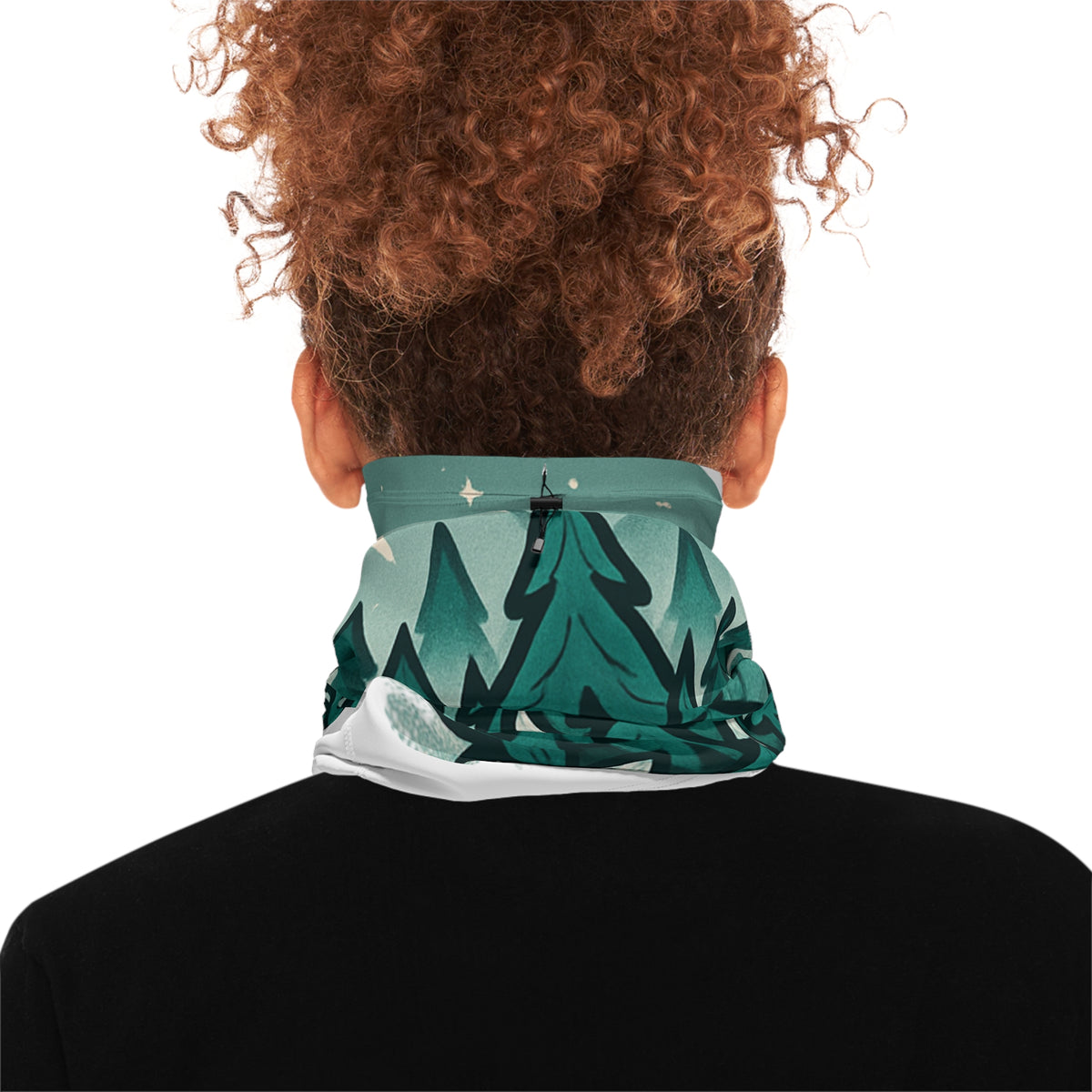 Mountain Forest Winter Neck Gaiter — Cozy Outdoor Ski Mask with Drawstring