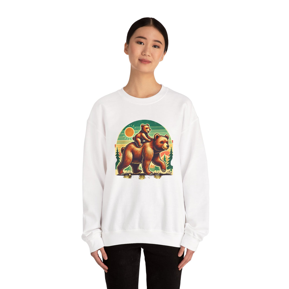 Vintage Bear Crewneck Sweatshirt, Cozy Casual Wear, Perfect Gift for Nature Lovers, Unisex Crew, Fall Fashion, Outdoor Adventures