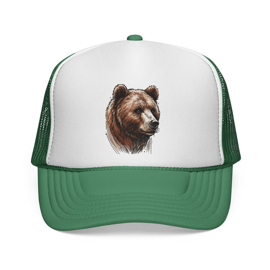 Bear Design Trucker Cap, Outdoor Hat, Wildlife Cap, Camping Gear, Nature Lover Gift, Casual Fashion Accessory