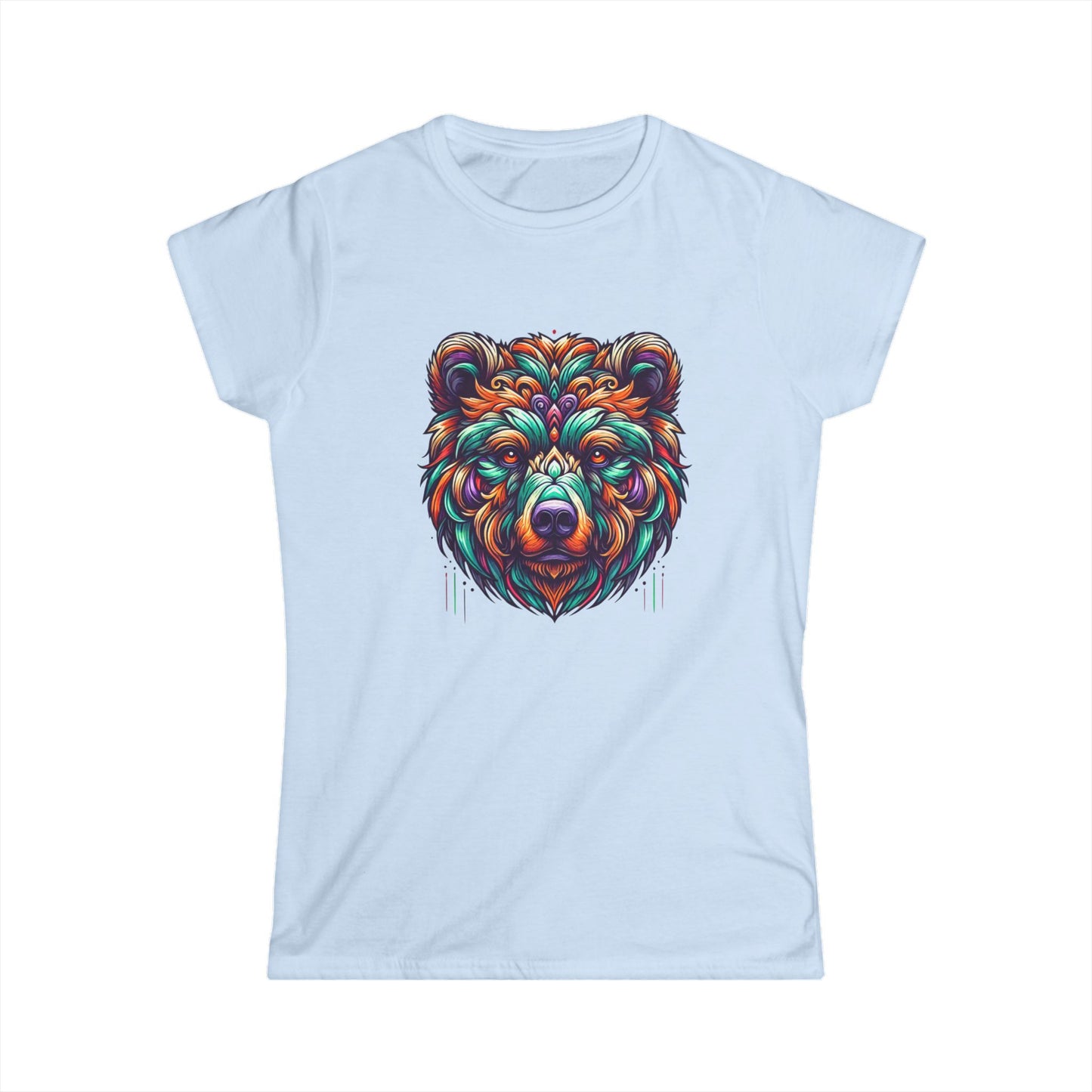 Colorful Bear Women's Tee - Nature Lover Gift, Animal Art Shirt, Cute Graphic T-Shirt, Eco-Friendly Fashion, Summer Casual Wear