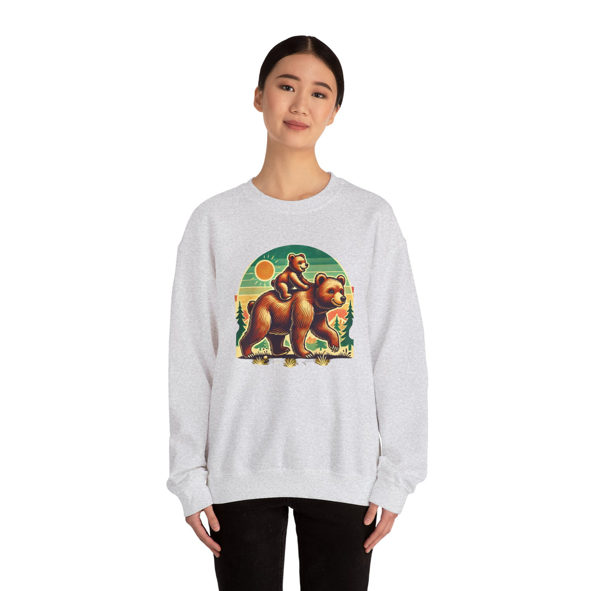 Vintage Bear Crewneck Sweatshirt, Cozy Casual Wear, Perfect Gift for Nature Lovers, Unisex Crew, Fall Fashion, Outdoor Adventures