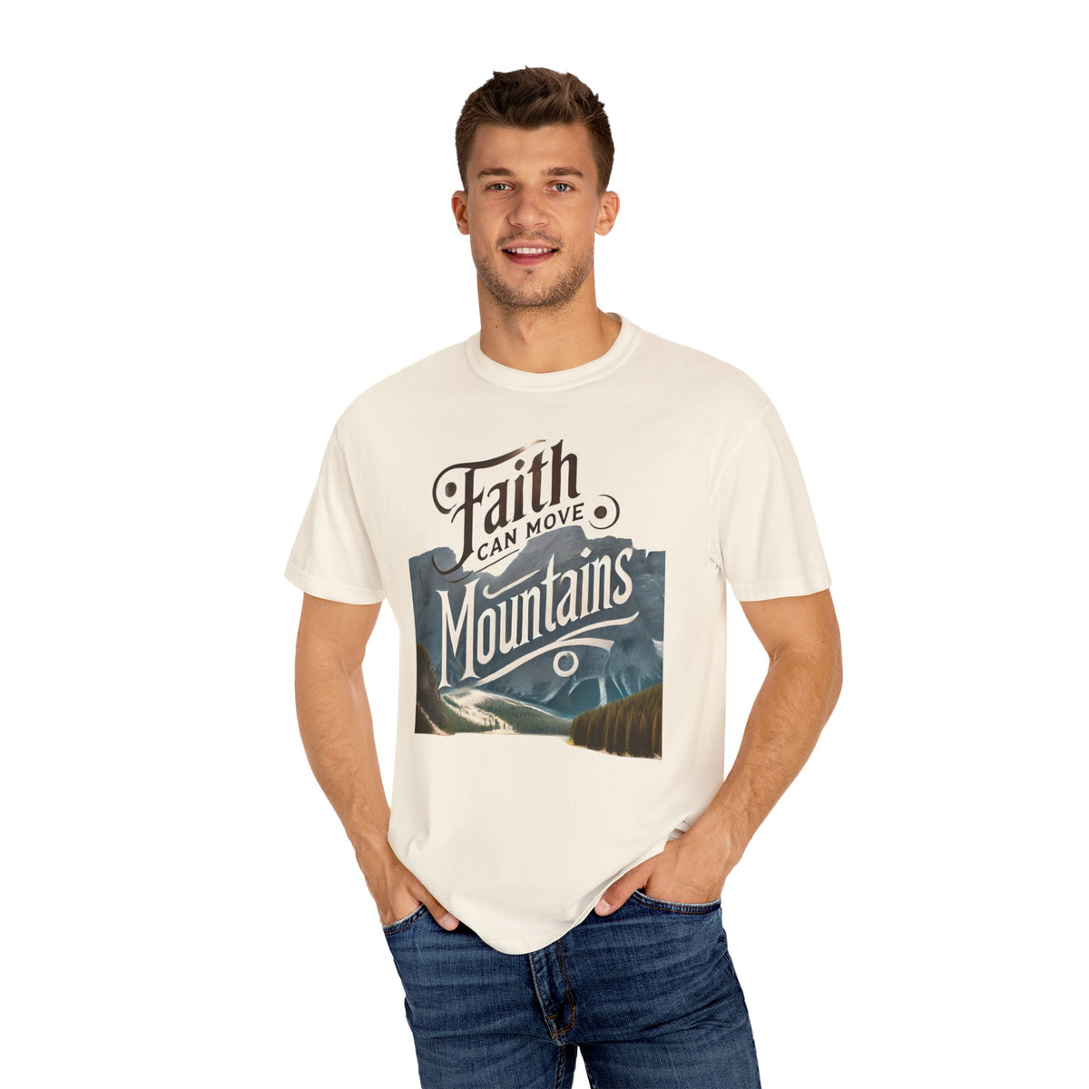 Faith-Inspired Unisex T-Shirt, Casual Tee, Inspirational Gift, Mountain Lovers, Relaxed Fit Wear, Everyday Comfort Shirt