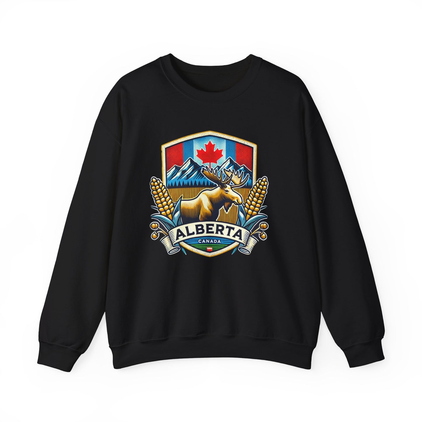 Alberta Crest Crewneck Sweatshirt - Cozy Unisex Apparel for Nature Lovers, Perfect for Outdoor Adventures, Canada Pride, Gifts