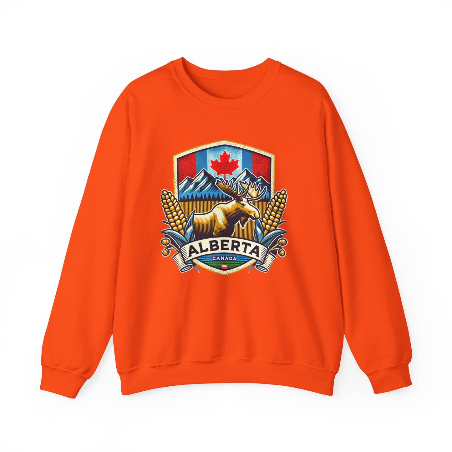 Alberta Crest Crewneck Sweatshirt - Cozy Unisex Apparel for Nature Lovers, Perfect for Outdoor Adventures, Canada Pride, Gifts