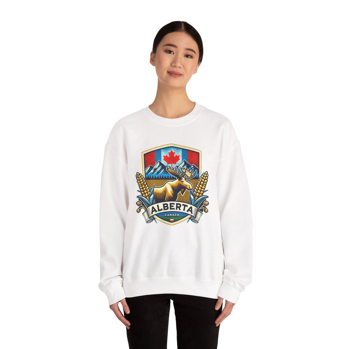 Alberta Crest Crewneck Sweatshirt - Cozy Unisex Apparel for Nature Lovers, Perfect for Outdoor Adventures, Canada Pride, Gifts
