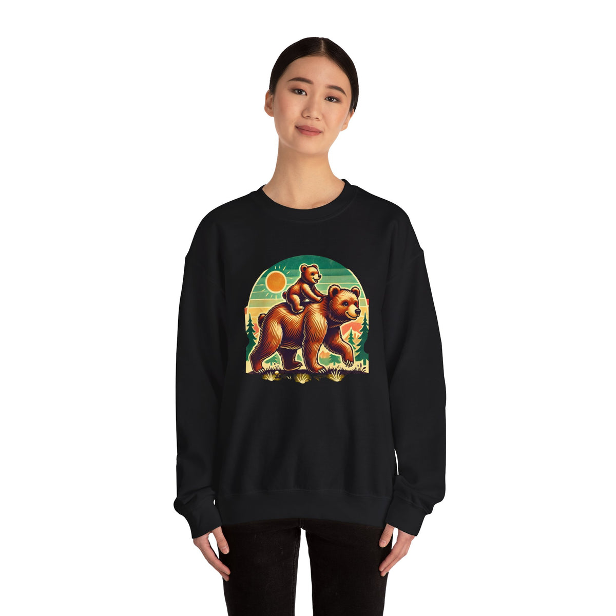 Vintage Bear Crewneck Sweatshirt, Cozy Casual Wear, Perfect Gift for Nature Lovers, Unisex Crew, Fall Fashion, Outdoor Adventures